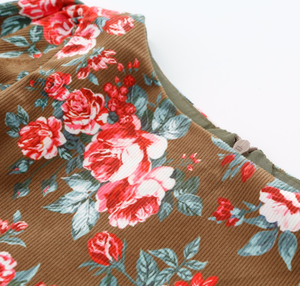 Vestido de fiesta de pana para niñas de 3 a 10 años, estampado de flores - Product Image 5