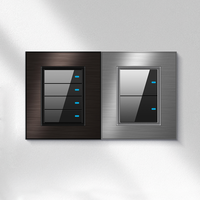 Interrupteur Mural Universel avec Panneau en Acier Inoxydable Brossé, Prise de Charge Rapide UK Type-C 18W, Double Port USB 220V