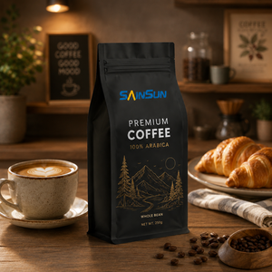 Wholesale Custom Logo 500g Matte Eight Side Sealed Flat Bottom Pouch for <b>Roasted</b> Coffee Bean Packaging <b>Bag</b> with Valve and Zipper - Product Image 1