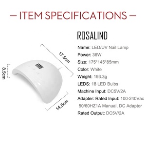 <span class=keywords><strong>Rosalind</strong></span> 2024 nouveaux produits pour les ongles 36W 18 ampoules led couleur blanche <span class=keywords><strong>uv</strong></span>/led <span class=keywords><strong>lampe</strong></span> à ongles nail art sèche gel <span class=keywords><strong>lampe</strong></span> de vernis pour la vente en gros - Product Image 2