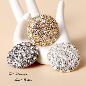 Nút kim loại hợp kim kẽm mạ zircon, nút cài cườm pha lê, có chân, kích thước lớn 38mm, dùng cho quần áo - Product Image 1