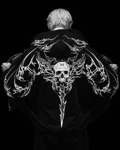 <span class=keywords><strong>Felpa</strong></span> <span class=keywords><strong>con</strong></span> Cappuccio <span class=keywords><strong>Nera</strong></span> Gotica da Uomo King Mcgreen Star <span class=keywords><strong>con</strong></span> Zip, Stampa <span class=keywords><strong>Teschio</strong></span>, Vestibilità Ampia, Maniche Lunghe, Casual Streetwear - Product Image 5