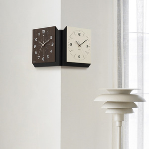 Wozoom Double-Sided Corner Wall <b>Clock</b> Rectangular <b>Battery</b> Powered Living Room Decor - Product Image 1