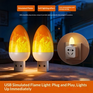 مصباح LED بتأثير اللهب، إضاءة ديناميكية على شكل شعلة، للاستخدام في الفنادق، يخلق أجواء احتفالية، يعمل بالطاقة عبر USB، مع وميزة الوميض - Product Image 3