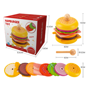 ของเล่นครัวไม้รูปแฮมเบอร์เกอร์สำหรับเด็ก ชุดเกมจับคู่<span class=keywords><strong>อาหาร</strong></span> - Product Image 6