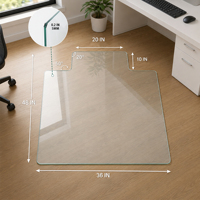 Tapis de chaise moderne en verre trempé transparent irrégulier 36x47 pouces, tapis de bureau, tapis pour sols en bois dur, maison, écologique, imperméable