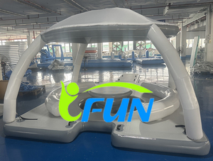Plateforme flottante gonflable haut <span class=keywords><strong>de</strong></span> gamme en forme <span class=keywords><strong>de</strong></span> T pour yacht, ponton <span class=keywords><strong>de</strong></span> loisirs aquatiques, canapé-lit flottant avec auvent <span class=keywords><strong>de</strong></span> protection solaire - Product Image 5