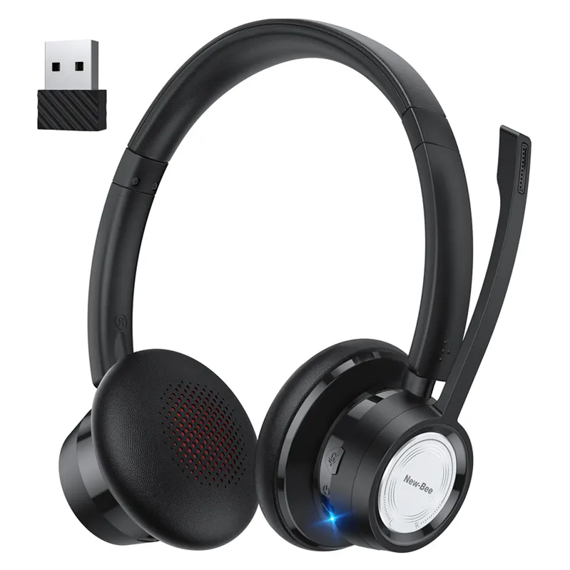 New Bee Dongle Included Office Wireless Headsets Wholesale Bluetooth Foldable Wireless Headphones With Microphone