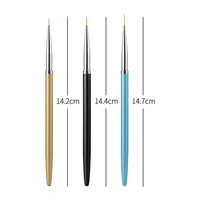 Ensemble de 3 pinceaux à ongles en métal multicolores, pointes fines professionnelles, poils doux, pour dessin de fleurs, manucure, outils de beauté