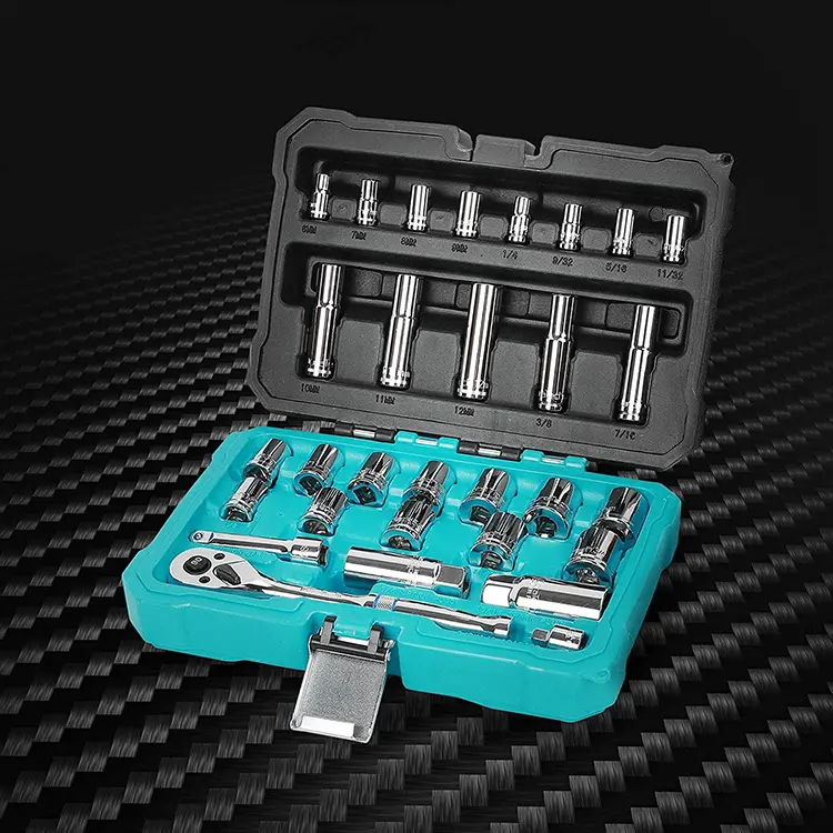 DuraTech 30pc Hand Tools Set Mechanic Wrench Standard  sae  And Metric Mechanic Tool Set With Hard Case