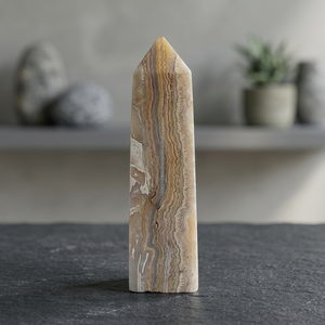 Torre de Ágata Crazy Lace Amarilla Natural, Cristal Pulido de 25×25×90 mm, Obelisco de Piedra Curativa para Meditación, Reiki y Decoración del Hogar - Product Image 1