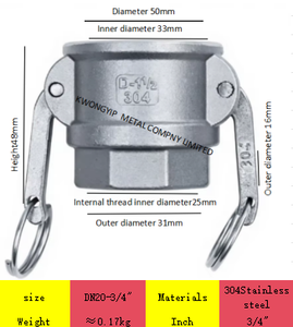 304 Stainless Steel <b>Quick</b> Connect D-Type Female Thread Snap-on Water Pipe <b>Connector</b> with Male NPT Threads and Hooks - Product Image 5
