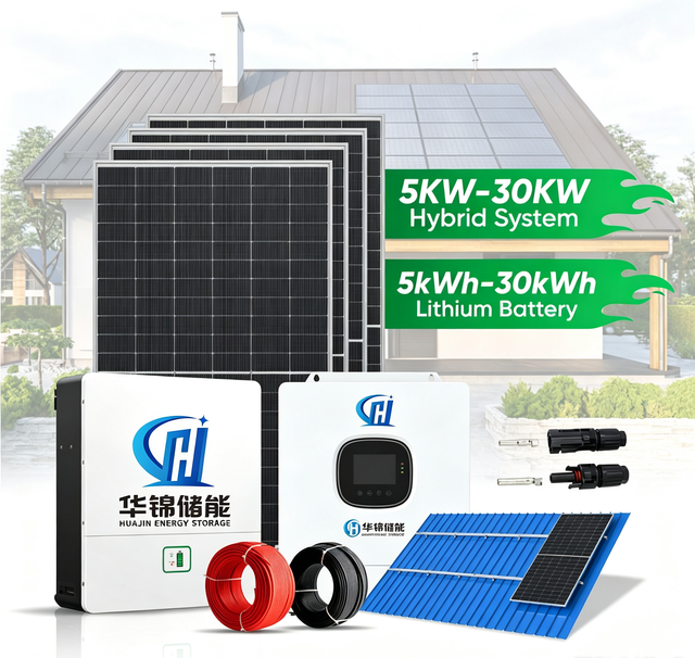 Huajin Residential off Grid Hybrid Solar Energy Storage System 5-10kW Split Phase CAN Communication LiFePO4 Battery