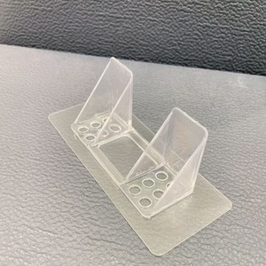 Support d'étagère à double rangée 14 cm x 6 cm, crochet adhésif en PVC transparent pour armoire, bibliothèque, rangement - Product Image 1