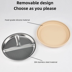 Ensemble d'alimentation <span class=keywords><strong>pour</strong></span> bébés et enfants en silicone et acier inoxydable 304, comprenant fourchette, cuillère, paille, tasse d'apprentissage, bol alimentaire à double anse et assiette à <span class=keywords><strong>ventouse</strong></span> - Product Image 5