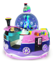 Manège pour enfants 2 places, train à cristaux, à monnayeur, en fibre de verre, avec effet de neige réaliste, certifié CE, version anglaise