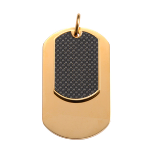 <span class=keywords><strong>Colgante</strong></span> de Placa de Identificación Estilo Industrial Punk, Acero Inoxidable 316L con Incrustaciones de Fibra de Carbono, Baño de Oro PVD IP - Product Image 2