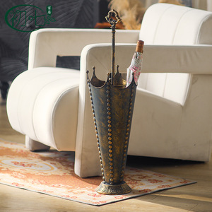 Soporte para paraguas de hierro estilo vintage para el hogar, oficina, hotel, cubo de almacenamiento para interiores y exteriores A3292 - Product Image 1