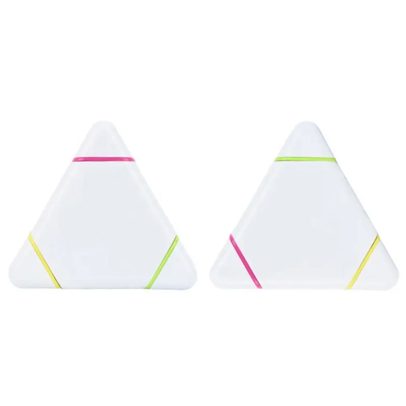 Triangle shape 3 colors in 1 highlighter pen with custom logo or printing stationery highlighter pen for school promotional