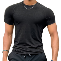 Summer Sports Chemise moulante à séchage rapide pour le fitness, Chemise à manches courtes sans couture en jacquard et à col rond pour hommes
