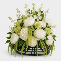 Boule de fleurs artificielle en soie PU/PE, centre de table, décoration de mariage, arrangement floral blanc et vert fait main, diamètre 45 cm