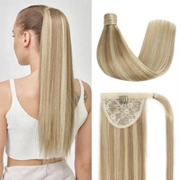Extensión de Cola de Caballo de Cabello Humano 100% Natural Remy, Hecha a Máquina en Europa, Extensión de Cabello Humano Larga