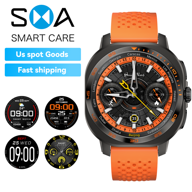 SMA New Model AM32 Smart Watch, 1.43" AMOLED Display 300mAh Fitness Tracker, 3ATM Waterproof Smart Watch for Men