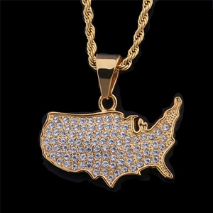 Colliers pendentifs simples pour hommes en acier inoxydable, étanches et inaltérables, avec <span class=keywords><strong>carte</strong></span> des <span class=keywords><strong>États</strong></span>-<span class=keywords><strong>Unis</strong></span> sertie <span class=keywords><strong>de</strong></span> zircone cubique (CZ) style Hip Hop - Product Image 5