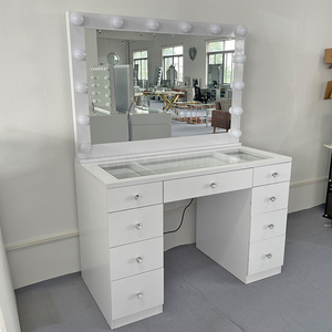La table de vanité blanche à haute brillance de mode a mené la <span class=keywords><strong>commode</strong></span> légère de miroir avec des tiroirs de stockage - Product Image 4