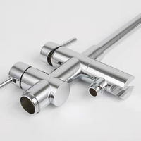 Ensemble de robinetterie de bain et de douche mural en aluminium chromé pour usage domestique et hôtelier, eau chaude et froide, vente en gros transfrontalière