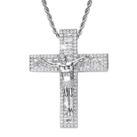 Collier pendentif en laiton plaqué or véritable, collier en zircon, avec pendentif croix de jésus, hip hop