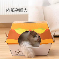 Lit pour chat multifonctionnel en forme de hamburger, maison pour chat, griffoir pour chat, pour chats d'intérieur