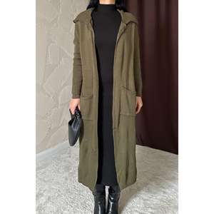 Cárdigan Largo de Punto Color Caqui para Mujer, Marca Lookback, con Estampado en la Espalda, Estilo Casual Anti-Pilling - Product Image 3