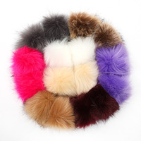 Mignon fait à la main en peluche fausse fourrure de renard boules pompon pelucheux blanc pompons boule de fourrure de raton laveur avec bande élastique