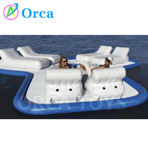 Offre Spéciale pont flottant <span class=keywords><strong>gonflable</strong></span> <span class=keywords><strong>6</strong></span> <span class=keywords><strong>places</strong></span> conception personnalisée point de goutte matériel eau île flottante Portable - Product Image 4