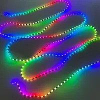 Lampu LED String WS2811 WS2812 5V 3PIN Kabel Hitam Warna Impian RGBIC Dapat Diatur Secara Individual Lampu Peri Natal Plastik