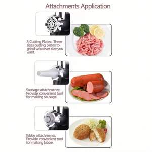 Hachoir à viande électrique et <span class=keywords><strong>poussoir</strong></span> à saucisses de haute qualité avec 3 plaques de découpe de viande et accessoire pour saucisses - Product Image 4