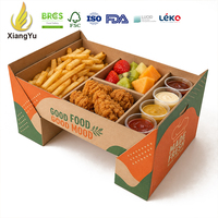 Bedrukte kartonnen combo-mealbox met dividers voor gefrituurde kip en friet, voor afhaalrestaurants, op maat gemaakte fastfoodverpakkingen