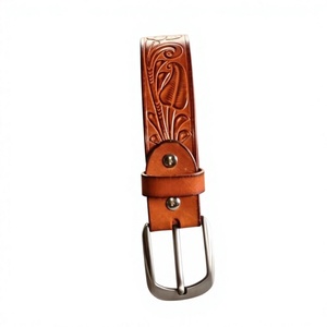 Cinturón de Cuero Genuino Hecho a Mano con Hebilla de Latón Marrón, Estilo Casual/Clásico, Artesanía Duradera, Regalo de Boda, World Craft - Product Image 1