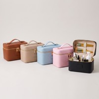 Trousse de Maquillage en PU Tendance avec Fermeture Éclair et Compartiments Amovibles – Organisateur de Maquillage Portable à Main
