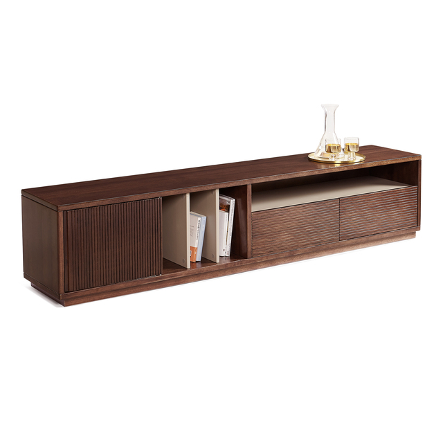 Solid Wood Modern Mid-Century TV Stand Media Console Storage Large Entertainment Center for Living Room Bedroom Sturdy 82 Inch