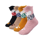 Chaussettes thermiques douces pour femmes, à motif animalier, tricotées et brodées, qualité supérieure, vente en gros directe usine, pour l'automne et l'hiver