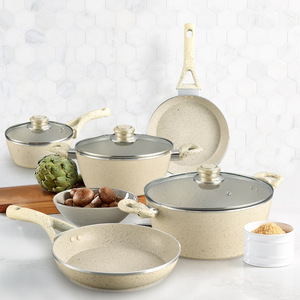 Non Stick <b>Cookware</b> Set 10 Piece Maifan Stone Frying Pan Saucepan With Lid Oven Safe Hand Wash Only - Product Image 1