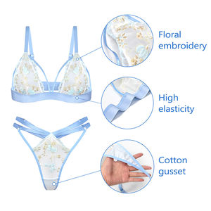 Индивидуальный пошив бюстгальтеров и нижнего белья: фабрика, вышивка логотипа на заказ, прозрачное боди, сетчатое сексуальное женское белье с цветочным узором - Product Image 3