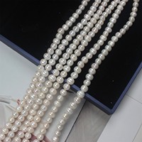 Perles d'eau douce naturelles de qualité AAA, forme presque ronde, blanches, 8-9 mm, lueur intense, perles pour bijoux DIY