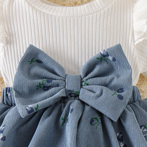 Nuovo Body Estivo 2026 per Neonati e Bambine con Maniche a Sbuffo, Stampa a Fiocco + Calze da Principessa - Product Image 6