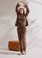 Fabricant OEM ODM de cachemire, pull à capuche en tricot côtelé vintage, pantalon pour femmes automne-hiver
