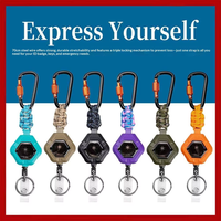 Porte-clés rétractable créatif en alliage pour l'extérieur, avec pendentif, pour la randonnée, la pêche, anti-perte, avec boucle de verrouillage et support de badge d'identification