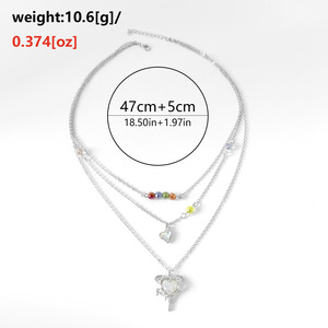Simple and Fashionable Heart Pendant Necklace <strong>Cloud</strong> Scallop Colored Zircon Collarbone Chain Set - Product Image 6