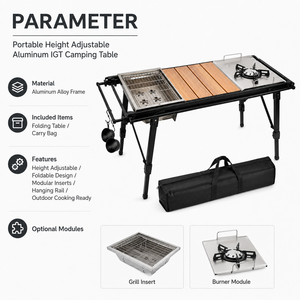 <span class=keywords><strong>Mesa</strong></span> de Cocina Modular Portátil, Altura Ajustable, de Aluminio y Acero Inoxidable, <span class=keywords><strong>Mesa</strong></span> Plegable Táctica IGT para Camping, Barbacoa y Cocina - Product Image 4